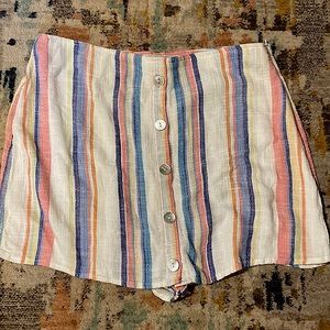 Forever 21 skort. Pastel striped button front summer skort.